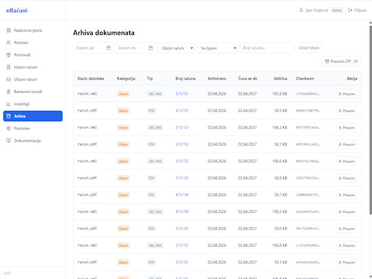 Sučelje arhive dokumenata