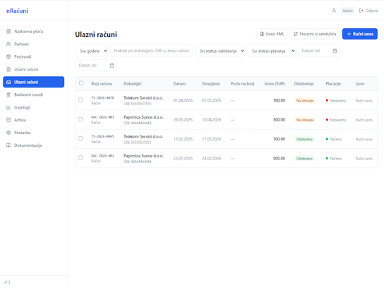 Sučelje ulaznih računa